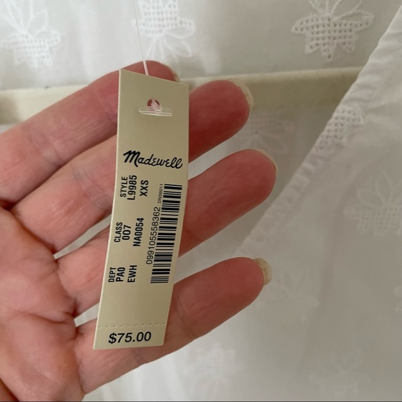 NWT Madewell‎ White Cotton Eyelet Side-Tie Ruffle Peplum Top XXS - Picture 5 of 6